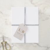 Elegante Beige-Initialen Danke Geschenkanhänger (Mit Garn)