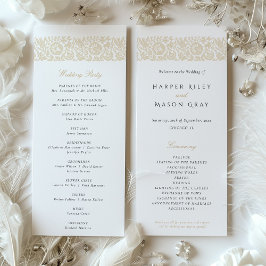 Elegante Beige Ivory Wedding Zeremony Program Card Einladung