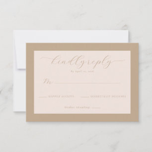 Elegante Beige-Kalligrafie RSVP Karte