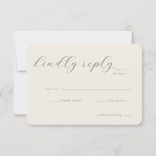 Elegante beige Kalligrafie RSVP Karte
