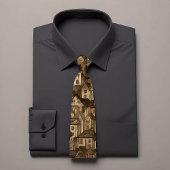 Elegante Beige Krawatte mit architektonischem Desi