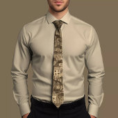 Elegante Beige Krawatte mit architektonischem Desi