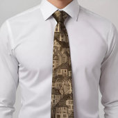 Elegante Beige Krawatte mit architektonischem Desi