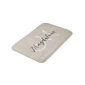 Elegante beige Leinenstruktur Badematte (Schrägansicht)