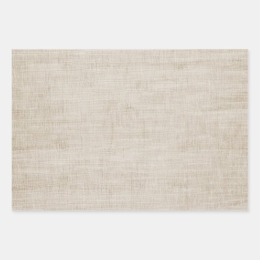 Elegante beige Leinenstruktur Geschenkpapier Set (Vorderseite 2)