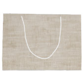 Elegante beige Leinenstruktur Große Geschenktüte (Rückseite)