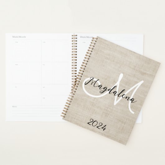 Elegante beige Leinenstruktur Planer (Anzeige)