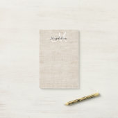 Elegante beige Leinenstruktur Post-it Klebezettel (Auf Schreibtisch)