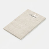 Elegante beige Leinenstruktur Post-it Klebezettel (angewinkelt)