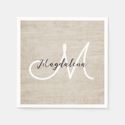 Elegante beige Leinenstruktur Serviette (Vorderseite)