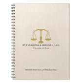 Elegante Beige Linen & Gold Justice Scale Notizblock (Vorderseite)