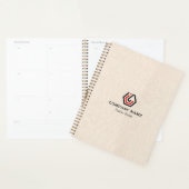 Elegante Beige Linen & Standin Logo-Notebook Planer (Anzeige)