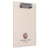 Elegante Beige Linen & Stehlogo Klemmbrett (Rechts)