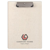 Elegante Beige Linen & Stehlogo Klemmbrett (Vorderseite)