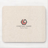 Elegante Beige Linen & Stehlogo Mousepad (Vorne)