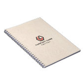 Elegante Beige Linen & Stehlogo Notizblock (Rechte Seite)