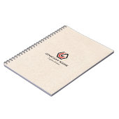Elegante Beige Linen & Stehlogo Notizblock (Linke Seite)