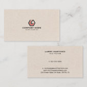 Elegante Beige Linen & Stehlogo Visitenkarte (Vorne/Hinten)