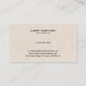 Elegante Beige Linen & Stehlogo Visitenkarte (Rückseite)