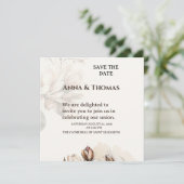 Elegante Beige Magnolia Save the Date Karte (Stehend Vorderseite)