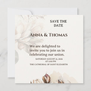 Elegante Beige Magnolia Save the Date Karte