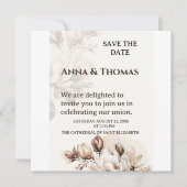Elegante Beige Magnolia Save the Date Karte (Vorderseite)