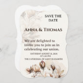 Elegante Beige Magnolia Save the Date Karte (Vorne/Hinten)