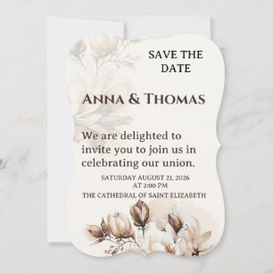 Elegante Beige Magnolia Save the Date Karte