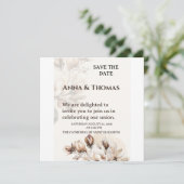 Elegante Beige Magnolia Save the Date Karte (Stehend Vorderseite)