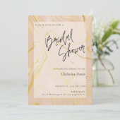 Elegante Beige Marble Gold Bridal Dusche Einladung (Stehend Vorderseite)