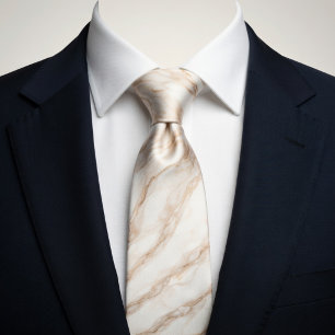 Elegante Beige Marmor Krawatte   Luxuriöser Neutra