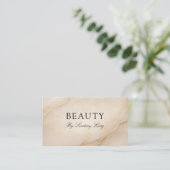 Elegante Beige-Marmor-QR-Code-Visitenkarte Terminkarte (Stehend Vorderseite)