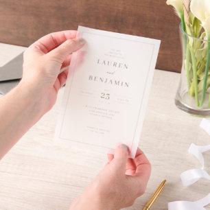 Elegante Beige-Minimalismus-Hochzeits-Einladung Pergament Einladungen