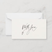 Elegante Beige Minimalistisch mit Liebe Script Mitteilungskarte (Vorderseite)