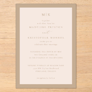 Elegante Beige Minimalistische Kalligrafie Acryleinladungen