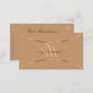 Elegante Beige mit Gold-Dekoration und Monogram ei Visitenkarte