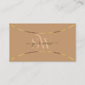 Elegante Beige mit Gold-Dekoration und Monogram ei Visitenkarte (Vorderseite)