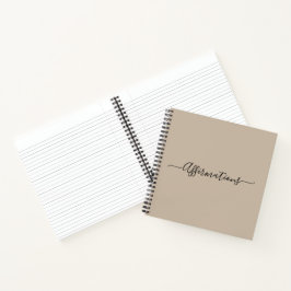 Elegante Beige mit schwarzen Typografie-Affirmatio Notizblock