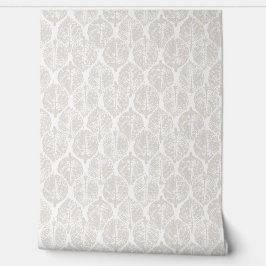 Elegante Beige Moderne botanische Hydrangea Ogee Tapete