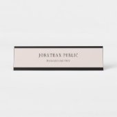 Elegante beige moderner Entwurfs-Schablone Browns Schreibtischnamensplakette (Vorderseite )