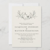 Elegante Beige Monogram No Elents Wedding Einladung (Vorderseite)