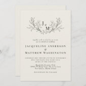 Elegante Beige Monogram No Elents Wedding Einladung (Vorne/Hinten)