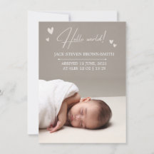 Elegante Beige Neutrale Newborn-Announcement-Karte