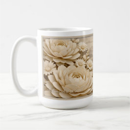 Elegante Beige Papier-Schnitt Blumenlandschaft-Tas Kaffeetasse