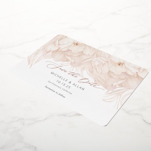 Elegante beige Pony-Hochzeit speichern Sie die Dat Folieneinladung (Gedreht)