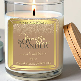 Elegante Beige Produktverpackungsmarken Gold Frame Quadratischer Aufkleber