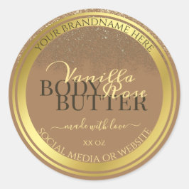 Elegante Beige Produktverpackungsmarken Gold Frame Runder Aufkleber