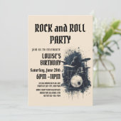 Elegante Beige Rock and Roll Party Einladung (Stehend Vorderseite)