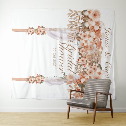 Elegante beige Rose Brautparty Blumenbraut Wandteppich (Beispiel (Horizontal))