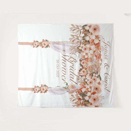 Elegante beige Rose Brautparty Blumenbraut Wandteppich (Vorderseite (Horizontal))